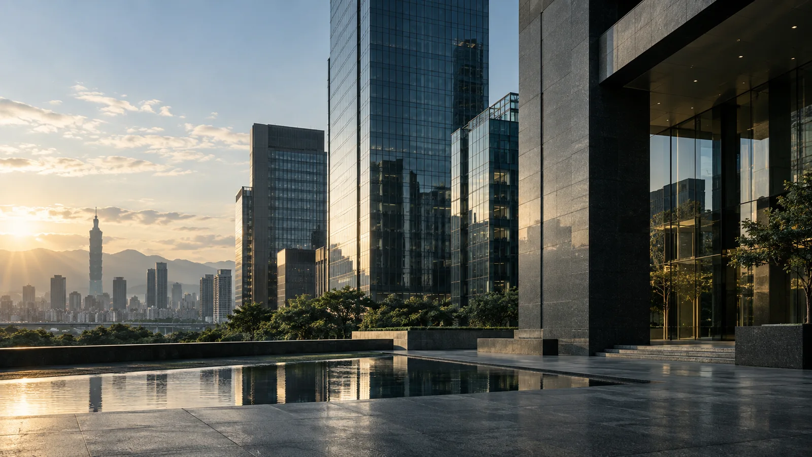 Illustrative architecture of a Taiwan business district
